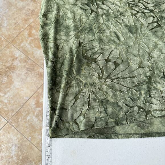 Karen Kane Asymmetrical Burnout Top Sz 3X Olive Green Boho Artsy Flowy Textured - Picture 7 of 9